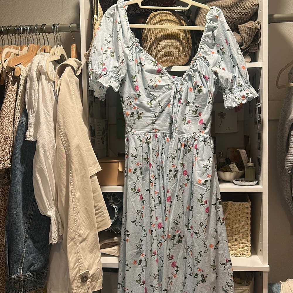 Hill House Women Dresses Midi in Light Blue Floral